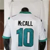 WSK NCAA College Coastal Carolina Chanticleers 축구 저지 Grayson McCall White Size S-3XL All Stitched 자수