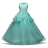 Girl's Dresses Summer Flower Princess Girl Tulle Dress Teenagers For Short Sleeve Clothes Children Prom Gown White