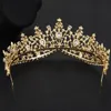 Baroque Rose Gold Pink Crystal Bridal Tiara Crown с гребенью Pageant Prom Veive повязка на голову свадебные аксессуары для волос 220226