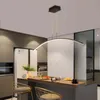 Lampes suspendues Led blanches ou noires télécommandées modernes pour cuisine salle à manger salon suspendus lampes d'intérieur lustre