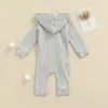 Automne nouveau-né bébé barboteuse vêtements chauds enfants garçon fille coton tricoté côtelé combinaison Oblique fermeture éclair solide vêtements tenue