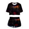 Kpop Stranger Things D Print Two Pieces sets Women Horror TV series Stranger Thing tracksuit Harajuku shorts Clothes X0428