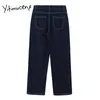 Yitimuceng High Waisted Woman Jeans Comfortable Plus Size Denim Pants Full Length Black Blue Clothes Fashion Spring 210601