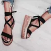 Summer Sandals Wedge Espadrilles Woman Open Toe Rome Shoes Gladiator Ladies Casual Lace Up Female Platform Y0721