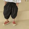 Корейский стиль мальчиков девочек сплошной цвет FALF длиной фонарь брюки унисекс дети хлопок свободно тонкий 2-6Y 210615