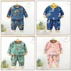 Crianças pijamas inverno crianças conjuntos de roupas de lã quente para meninos engrossar dinossauro meninas sleepwear bebê roupa interior térmica 211023