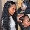 Long Deep Wave Frontal Wigs For Black Women Brasilianska mänskliga hår Curly 13x4 Syntetiskt våta och vågiga vattenvågspetsar Front Wig4624983