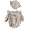 Vêtements pour enfants coréens Printemps Bébé Bodys Bois Oreille Dentelle Triangle Escalade Infantile Leotard 210702