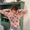 Zomer Mesh Korean Casual Mode Bloemen Lange Mouw Sexy Vrouwelijke Tops Vintage Slanke Harajuku T-shirt 210608