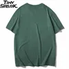 原宿プレーンTシャツ夏のヒップホップTシャツ100綿の男性緑のTシャツストリートウェアカジュアルベーシックトップスティーショートスリーブ210604