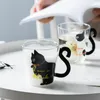 Kawa mleka szklana kubek wody kreskówki kreatywny ładny kot kubek czerwone wino piwo szampana okulary dziecięce butelki wielokrotnego użytku