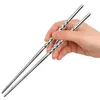 Chopsticks 1 Pair Sushi Stainless Steel Grade Square Chinese Silver Metal Chopstick Reusable Chop Stick Kitchen Tools