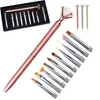 Kits d'art d'ongle 10pc stylo brosse ensemble remplacer tête métal diamant cuticule dissolvant cristal fleur dessin peinture doublure outil de conception1961456