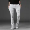 Nouveau Style Hommes Noir Jeans Coréen Déchiré Stretch Mince Denim Pantalon Mâle Casual Mode Haute Qualité Marque Pantalon Crayon Pantalon X0621
