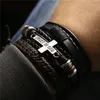 PCS Viking- Cross Armband Charm Läder Män armband för kvinnor Homme Set Punk Beads Trust Jewelry Multilayer Armband Link Chain