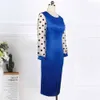 Kobiety Sukienki O Neck Przezroczysty Siatki Długie Rękawy Polka Dot Classy Elastyczne Eleganckie Biuro Lady Skromna Kobieta Afrykańska Moda 210416