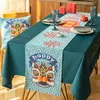 Dunxdec​​oテーブルランナーパーティーディナー布喜び中国の伝統的なダンスライオン刺繍柔らかい防水カバーファブリック210628