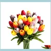 Couronnes décoratives Fournitures de fête Jardin Artificielle Fausse Fleurs de Tulipe Pu Latex Fleur Pour Bureau À Domicile Fête De Mariage Festival Décor