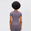 L-128 Top da donna fasciatura a farfalla in vita anteriore T-shirt da yoga sottile e versatile per il tempo libero Corsa fitness Camicie Abbigliamento da palestra