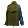 Patchwork Denim Jackets For Women Turtleneck Long Sleeve Hit Color Loose High Street Coats Female Clothing 210524