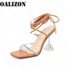 Summer High Heels Women Pumps Ankle Cross Strap Sandals Shoes Ladies Sexy Crystal Peep Toe Dress Party Woman