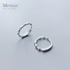 Mode Echte 925 Sterling Silber Runde Kreis Bambus Einfache Creolen für Frauen Geometrische Schmuck 210707