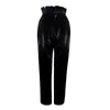 Taille haute plissé solide noir pantalon Leggings mode centre commercial Goth Y2k vêtements Harlan cuir femmes printemps GX211 210421