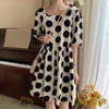 Ezgaga polka dot klänning kvinnor kortärmad koreansk mode sommar fyrkantig krage lös hög midja söt klänning casual vestidos 210430