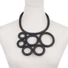 Steampunk Statement Rubber Choker Jewelry Current Ladies Black Necklace Thick Chain 6 Circles Pendant Costume Jewellery Chic Chokers