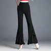 Spodnie damskie Capris 2021 Summer Women Casual Schear Black Elastyczna Wysoka Talia Flare Kobieta Aktywna Nosić Panie Luźne Długie Spodnie C106