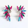 Boucles d'oreilles ailes en strass colorées rétro, boucles d'oreilles en cristal de haute qualité pour femmes, Niche exquise, à la mode