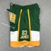 Męska drużyna Koszykówka Krótka Just Don Green Color 23 James Senior Middle School Sport zszyte spodnie Hip Pop Pants with Pocke267a