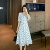 The Short sleeve summer Love print Beach sweet dresses Casual Square collar floral maxidress 210507