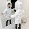 Winter Jacket Kids Printed Glossy Long Down Coat Children's Outerwear Cold Snowsuit For Girls Jacket Clothes TZ901 H0909