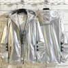 2021 New spring and autumn fashion shiny hoodie black silver loose coat size M-5xl couple jacket X0710