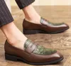 Luxurys Hochzeits-Oxford-Schuhe, Schwarz, Khaki, echtes Leder, Brogue-Herrenkleid, Slip-On, Business-formeller Schuh für Herren