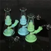 Glow in the dark bécher design silicone fumer conduites d'eau narguilé filtre incassable verre bong dar rig