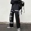 Houzhou punk bredbyxor kvinnor gotiska harajuku graffiti anime print streetwear koreanska mode lösa byxor för kvinnlig 211115