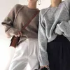 Solido Coreano Classico Pullover Top Donna Inverno Manica Lunga O-Collo Moda di Base Maglione Femminile Maglioni Femme 210513
