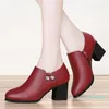 Dress Shoes Platform Plus Size High Heels Black Wine Red Bridal Leather Chunky Spring Autumn Wedding Women Heel Pumps