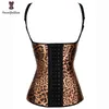 Sexy Leopard Tiger Print Latex Vest Cincher Plus Size Corset 4 Steel Boned Waist Trainer Underbust Hook And Eye Bodyshaper