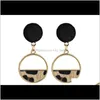 Knot Drop Delivery 2021 Arrival European Personality Feather Small Ball Leopard Hoop Dangle Earrings For Woman Fashion Jewelry Wholesale Ear