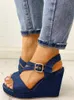 2021 Neue Ankunft Frauen Keile Sandalen Sommer Blaue Plattform Freizeitschuhe High Heel Sandalias Mujer Zapatos de Y0721