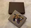 Monedero corto para hombre, monedero, tarjetero, cuero de Animal para mujer, serpiente negra, Tigre, abeja, diseñador, bolsa larga de lujo para llaves 750429780