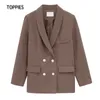 Frühling Zweireiher Lange Blazer Koreanische Chic Anzug Jacken Damen Formale Business Kleidung 210421