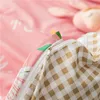 مجموعات الفراش مجموعة 4 أجزاء الوردي نمط اليابانية الكرتون خنزير نمط حاف الغطاء أغطية السرير تشمل ورقة السرير المخدة المعزي أوقيانوسيا