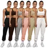 Kobiety Casual Sports Gym Workout Garnitury Dresy Dopasowane Zestaw Dwa stroje Streetwear Bluzy uprawne Top Długie Spodnie