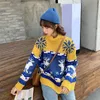Christmas Deer Pattern Turtleneck Women Sweater Knitted Long Sleeve Loose Pullover Sweater For Girls Autumn Winter Oversize 210518