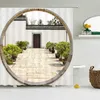 방수 폴리 에스터 패브릭 샤워 커튼 12 훅 중국어 풍경 꽃 조류 목욕 홈 장식 욕실 S 210915