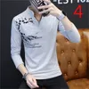 T-shirt Męska Marka Marka Jesień Okrągły Sweter Koreański Z Długim Rękawem 210420